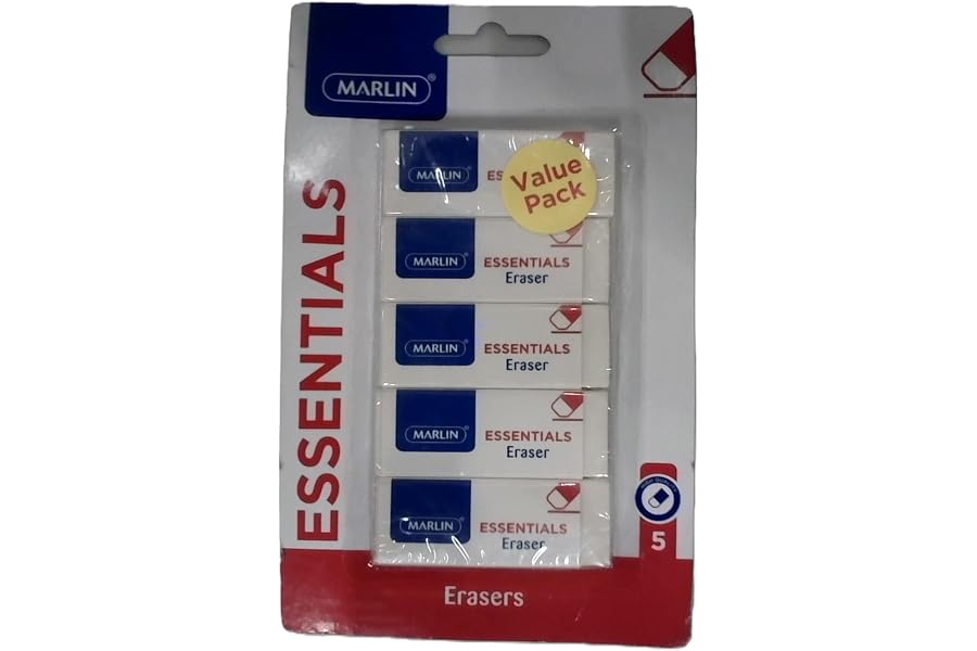 Marlin Eraser 5-Piece Set, 60 mm x 20 mm x 10 mm Size