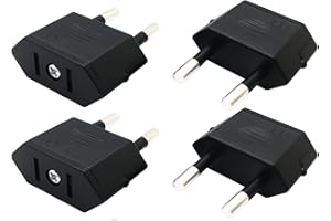 XGKEGS US to EU Adapter Reiseadapter,Adapterstecker USA Deutschland/Europa Stecker,USA Adapter Steckdose, EU Stecker Adapter für Amerika/Kanada/Mexiko Stecker (4 Stück schwarz) (Schwarz-4Pack)