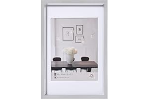 walther design Marco de fotos plata 30 x 40 cm con passepartout, Marco de plástico Steel Style ES040S