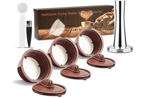 i Cafilas Filtros Cápsulas Reutilizable para Dolce Gusto, 3pcs Cápsulas Recargables para Dolce Gusto con 1 Cucharón +1 Cepillo + 1 Tamper