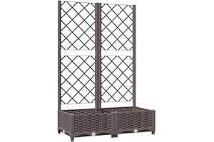 ‎VIDAXL vidaXL Pflanzkübel mit Rankgitter Blumenkübel Pflanzkasten Blumentopf Blumenkasten Rankhilfe Spalier Gartenspalier Braun 80x40x121,5cm PP