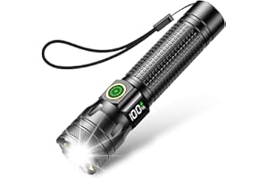 AZYVUM Akumulatorowa latarka LED, 2000 lumenów, niezwykle jasna, 3 tryby, miniaturowa, z funkcją zoomu i długim czasem pracy, wodoodporność IP65, do biwakowania, wędkowania, sytuacji awaryjnych na zewnątrz