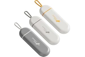Loomify 3 Piezas Pastillero Portátil, Pastillero Pequeño de 3 Compartimentos, Pastillero Diario Portátil Organizador Píldoras, Pastillero de Viaje con Correa de Silicona (Gris,Blanco,Naranja)