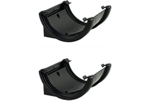 FLOPLAST 112mm Half Round Fascia Gutter Union Bracket - Black - Pack of 2