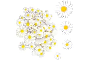 BOBOZHONG Daisy Flower,40 pièces Fleur de Marguerites en Résine Mini Marguerite Fleur Marguerite Mini Marguerites décoratives en résine, Breloques pour Bricolage,Artisanat,fête,4 Tailles