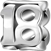 925 Sterling Silber Bead „18“ – Charm Für Armbänder, Inkl. Organzasäckchen, Perfekt Zum 18. Geburtstag