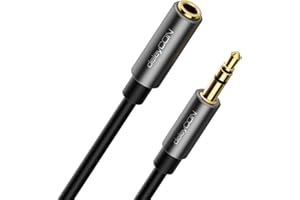 deleyCON 2m jack audio stereo AUX przedłużacz kabla kabel jack 3,5mm przedłużacz kabla audio metalowa wtyczka telefon komórkowy smartfon tablet słuchawki odbiornik HiFi (bardzo cienki i elastyczny)