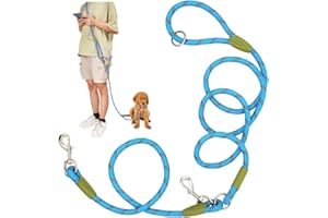 AXROAD MALL Hands Free Dog Leash for Running Walking Training, Crossbody Double Dog Lead Rope, 1.2cm Thick Nylon Reflective Heavy Duty Dog Leash Belt for Small Medium Large Dogs (Blue)