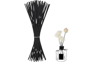 HEMIKS 50 Pcs Reed Diffuser Sticks, 24cm x 3mm Diffuser Reeds Sticks for Room Scent, Replacement Reeds for Diffusers for Fragrance Oil in Home Office Hotel SPA (Black)