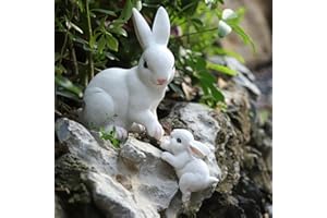 QBMYCN Statua da giardino di coniglio,ornamenti da giardino per conigli,decorazioni da appendere, decorazioni per coniglietti per cortile e prato pasquale.