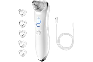 Aspiratore Punti Neri Professionale, DOCOCO Rrimozione Punti Neri Elettrico per Pulizia Viso e Naso, Aspira Brufoli con 5 Testine e 3 Livelli di Aspirazione, Blackhead Remover Vacuum