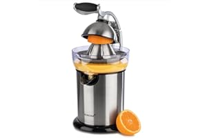 Korona 27050 Spremiagrumi elettrico | corpo in acciaio inox di alta qualità | braccio ergonomico a leva | utilizzabile senza fatica | 130 Watt | beccuccio con pratico blocco antigoccia