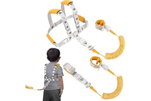 Imbracatura di Sicurezza per Bambini, Xiuyer 2.5M 2 in 1 Anti-Perso Cintura da Polso Cinturino con Blocco Guinzaglio di Sicurezza per Ragazzi e Ragazze Passeggio (Giallo)