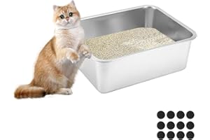Lohofrnny Lettiera per Gatti in Acciaio Inox, 60×40×15cm Lettiera per Conigli, Lettiera Gatto Grande, Non Assorbe mai gli Odori, Toilette per Conigli e Gatti Grandi