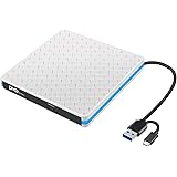 JBonest External DVD CD Drive with USB 3.0 and Type-C Interface, Portable USB CD-RW/DVD-RW Writer Reader Player Burner For Wi