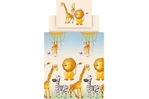 Ticaa Kinder Bettwäsche Set inkl. Spannbettlaken Safari