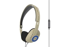 Koss KPH30iRB On-Ear Headphones, in-Line Microphone and Touch Remote Control, D-Profile Design, Wired with 3.5mm Plug, Rhythm Beige