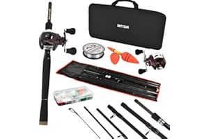 BNTTEAM Baitcasting Canne à pêche 2.1M Super Dur Fibre de Carbone poignée EVA Portable léger 6 Sections Canne articulée pour Voyage Surf Eau salée Eau