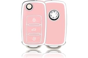 OFFCURVE Car key case, key cover, key case, key case, key case, 3 buttons, fits VW Volkswagen Up Caddy Jetta Golf 4/5/6 Polo Scirocco Multivan T5 Sharan Skoda Seat