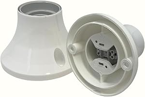 HALOTEC | Confezione da 2 portalampada Base Dritta E27 Bianco | Portalampada da Parete | Ideale per progetti di illuminazione | Alta qualità e durata | Facile installazione e utilizzo