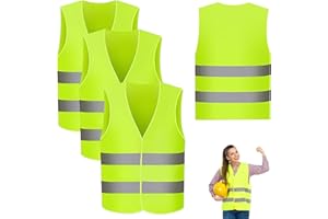 Nutabevr 4pièce Gilets Avertisseurs Voiture,Gilet Haute visibilité Gilet Jaune Fluo sécurité Auto,avertisseur Lavable,pour travailleur de l'assainissement,Secours Routiers,Les Chantiers de const