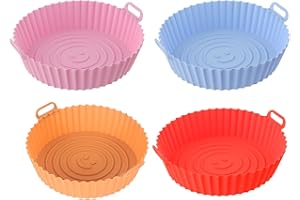 Husalsea Silikonform HeißLuftfritteuse, 4 StüCk LäCheln HeißLuftfritteuse ZubehöR, 7,5 Zoll Runde Airfryer-Einlagen, Wiederverwendbarer HeißLuftfritteusenkorb In LebensmittelqualitäT, BackformzubehöR