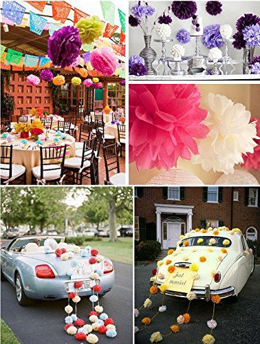 dooxoo 12 gemischt weiß grau gelb Party Tissue-Papier Blume Pom Poms Hochzeit Geburtstag Kinderzimmer Baby-Raum Dekoration Favor M Yellow Grey White 6″ - 8