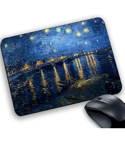 Tappetino Mouse Pad Personalizzabile 22x19 Cm – Con Stampa Van Gogh Notte Stellata (o Tua Foto) – Made In Italy - 2