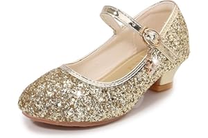 Hixingo Chaussures de Princesse Fille 2-10 Ans, Ballerines Enfant Chaussures Plates Mary Jane, Glitter Shinning Paillettes Enfants Mary Jane pour Anniversaire Mariages et Fêtes