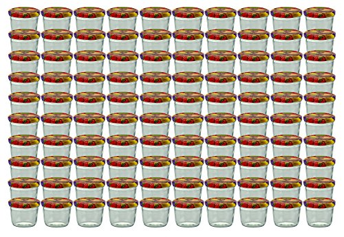 100er Set Sturzglas 230 ml Marmeladenglas Einmachglas Einweckglas To 82 Obst Dekor Deckel incl. Diamant-Zucker Gelierzauber Rezeptheft - 2