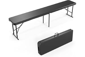 Bonnlo 2er-Set Klappbank – Gartenbank Wetterfest aus Kunststoff, Sitzbank Flur, Bierbank, ideal für Garten, Camping & Outdoor, 182 x 28 x 43 cm, Schwarz
