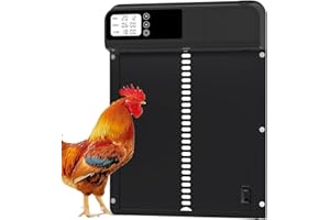 Yoarmyt Nouvelle Porte Automatique PoulaillerPorte Poulailler Automatique avec Minuterie et Manuel,Porte Poulailler en Noir
