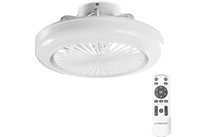 ‎NOATON Noaton Polaris Ceiling Fan with Lighting 11045 W White LED Dimmable 41 W 3 Colour Temperatures Remote Control Timer Air Flow up to 60 m3/min for Living Room Bedroom Diameter 45 cm