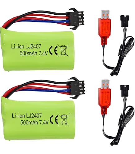 Lot De 2 Batteries Rechargeables 9,6 V 800 Mah Li-Ion Rc 20 C El-6P
