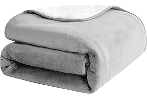 PFIMIGH Manta Impermeable para Perros, 3 Capas de Franela y Sherpa, Cobertor Reversible Protector para Cama, Sofá y Sillón, Gris Plateado, 152x203cm