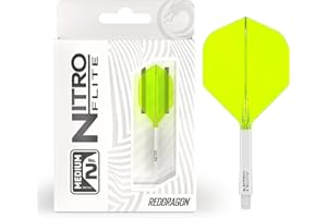 RED DRAGON Darts – Nitro Flite Système intégré de vol et d'arbre – No.2 Forme et design - Disponible en Court, intermédiaire et moyen - Variété de couleurs - Accessoires de fléchettes professionnelles