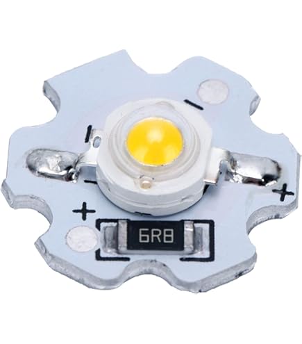 Sourcing Map COB LED Luz Chip Cuenta 1W 110lm 3000-3200K 20mm 5VDC Energía Ahorro Bombilla Para Foco Proyector Reemplazo Cálido Blanco 5uds
