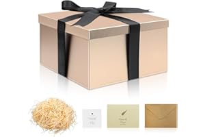 SEKEPINGO Geschenkbox mit Deckel 20 x 20 x 10 cm Geschenkkarton Groß Tiefe Geschenkverpackung Geschenk Box für Geburtstag Babydusche Valentinstag Muttertag, Roségold