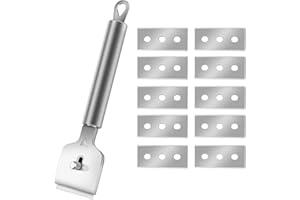 Aohcae Skrobak do płyt ceramicznych, 1 x skrobak do płyt ceramicznych + 10 sztuk zapasowych ostrzy do płyt ceramicznych, do szybkiego czyszczenia kuchenki i piekarnika