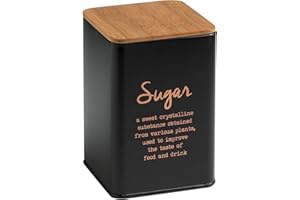 MOPITA SMART LIVING LOFT de Q.B. by Pot de sucre en acier galvanisé avec couvercle en bambou et joint de fraîcheur, couleur noire