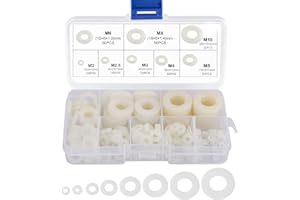 BEIHUAZI Rondelle Nylon Entretoise Plastique M2 M2.5 M3 M4 M5 M6 M8 M10 Ronde de Rondelle Plate 520 Pièces