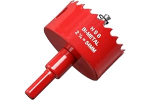 HOME COMPOSER 54mm Hole Saw for Wood, HSS Bi-Metal Hole Cutter in 30mm Depth, with Center Drill bit and Hex Shank Arbor, Applied for Cutting Boards, Plastic and Soft Metal Sheet