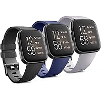 Sounce Pack of 3 Belts/Straps Compatible for Fitbit Versa & Versa 2 Watch Wristband Straps (3 Units) Large