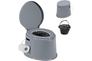 SOARS Inodoro Portátil con Tambor Interior Extraíble y Tapa, Carga 200KG(MAX), Inodoro Móvil de Camping con Soporte para Papel, 41 x 49 x 34 cm Vater Portatil para Senderismo Acampar Viajar