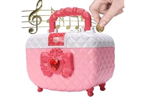 Pinkgarden Skarbonka dla małych dziewczynek, skarbonka z pudełkiem do makijażu, automatyczne zwijanie pieniędzy, ulepszony wyraźny angielski głos i muzyka, wskazówki świetlne, świetny prezent