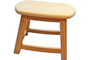 Acan Tradineur - Taburete de Madera Maciza Natural sin Tratar 29,6 x 34,7 x 27 cm, banqueta rústica, Asiento Infantil, reposapiés