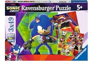 Ravensburger Kinderpuzzle 05695 - Die Abenteuer von Sonic - 3x49 Teile Sonic Prime Kinderpuzzle für Kinder ab 5 Jahren