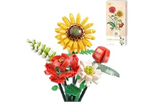 FUN4KID Kit de construcción de ramo de flores, juegos de bloques de construcción de flores artificiales, decoración del hogar, colección botánica creativa de 568 piezas para regalo de adultos, no con Lego