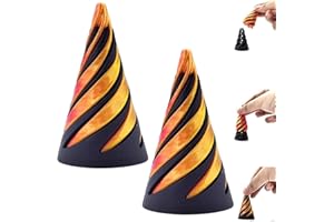 WUKESIFY 3D Printed Spiral Cone Toy, Impossible Cone Fidget Toy Pyramid Fidget Toy, Mini Vortex Thread Illusion, Anxiety Stress Relief Toys Adults Kids (2Pcs Cone)