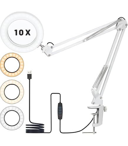 Loupe Lumineuse 2 En 1 Avec Clip Et Pied - 5x Grossissement - 3 Modes De Lumière - Parfaite Pour Lecture, Couture, Bijoux, Réparation